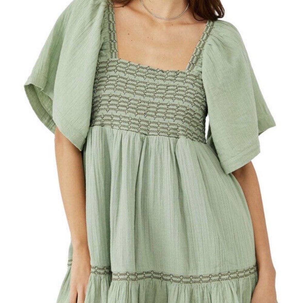 Free People Easy to Love Green Mini Dress Small